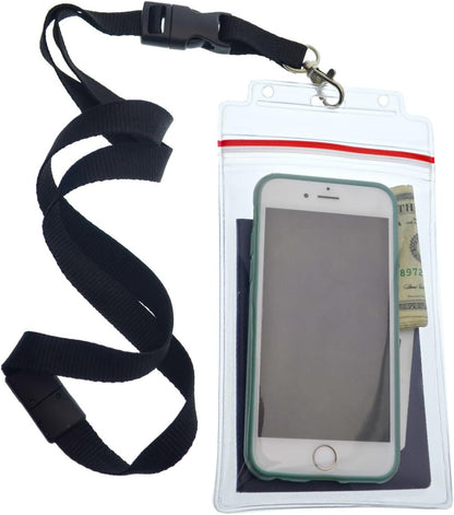 Passport Holders - - Heavy Duty Water and Tear Resistant Resealable Sleeves & Premium Breakaway Lanyard - 4X6 Insert for Vaccination Cards, Cruise, Travel, and Beach Vacation Documents (Black)