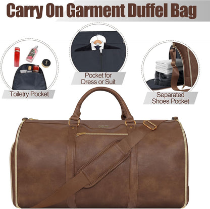 Convertible Garment Bag with Shoulder Strap, Carry on Garment Duffel Bag for Men Women,Waterproof & Wrinkle-Free Suit Carrier for Business Trips & Weekend Getaways, Foldable & Lightweight