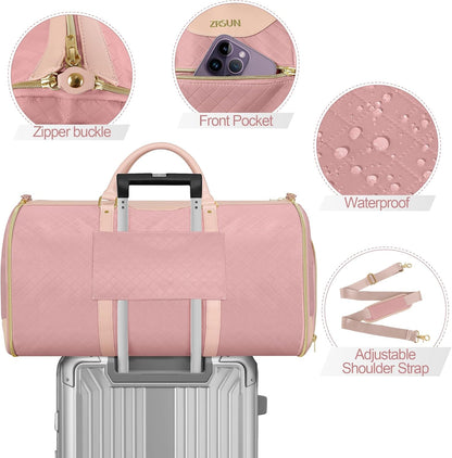 Convertible Garment Bag with Shoulder Strap, Carry on Garment Duffel Bag for Men Women,Waterproof & Wrinkle-Free Suit Carrier for Business Trips & Weekend Getaways, Foldable & Lightweight