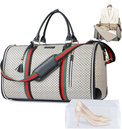 Convertible Garment Bag for Travel, Carry on Garment Duffel Bags with Shoe Pouch Weekender Bag for Men Women 2 in 1 Hanging Suitcase Suit for Business Trip, Vacation (Beige)