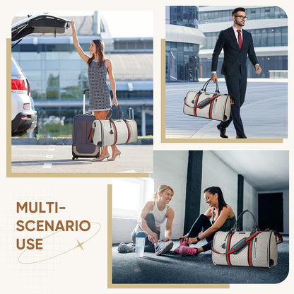 Convertible Garment Bag for Travel, Carry on Garment Duffel Bags with Shoe Pouch Weekender Bag for Men Women 2 in 1 Hanging Suitcase Suit for Business Trip, Vacation (Beige)