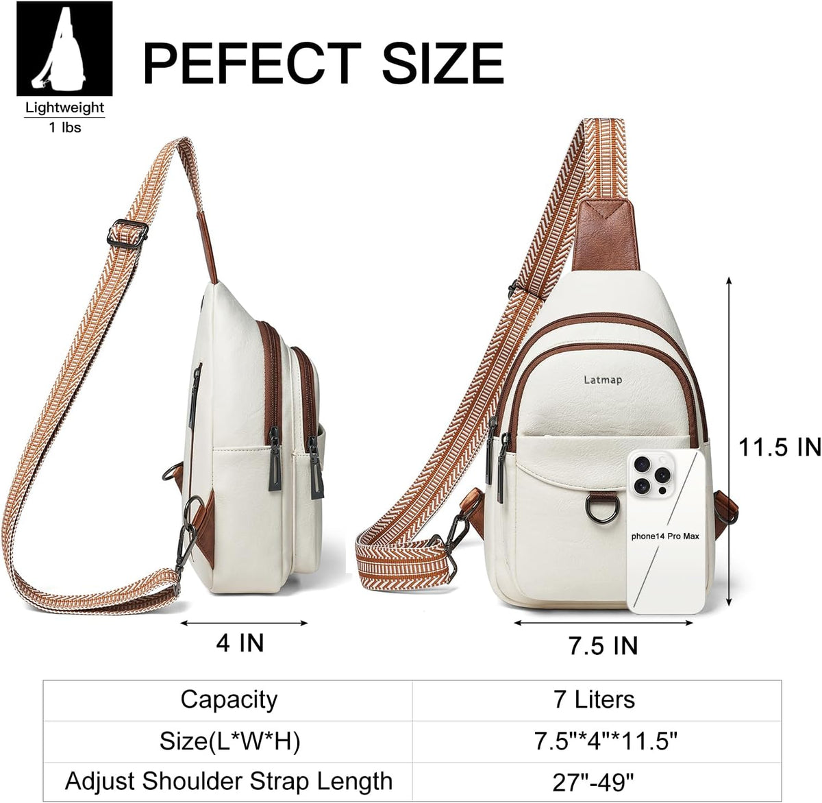 7L Sling Bag for Women Men Crossbody Belt Bag Small Travel Sling Backpack Anti Theft Chest Daypack Purse Faux Leather