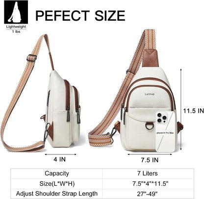 7L Sling Bag for Women Men Crossbody Belt Bag Small Travel Sling Backpack Anti Theft Chest Daypack Purse Faux Leather