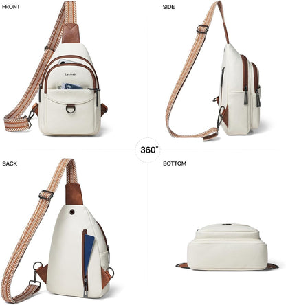 7L Sling Bag for Women Men Crossbody Belt Bag Small Travel Sling Backpack Anti Theft Chest Daypack Purse Faux Leather