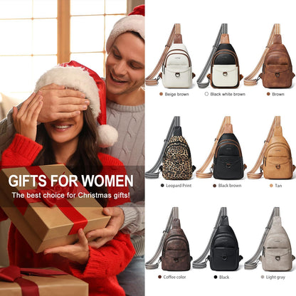 7L Sling Bag for Women Men Crossbody Belt Bag Small Travel Sling Backpack Anti Theft Chest Daypack Purse Faux Leather