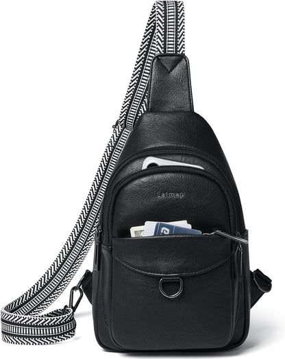 7L Sling Bag for Women Men Crossbody Belt Bag Small Travel Sling Backpack Anti Theft Chest Daypack Purse Faux Leather