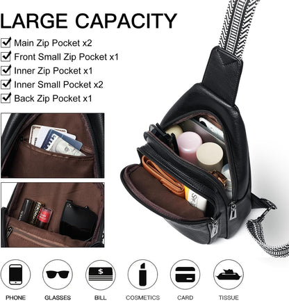 7L Sling Bag for Women Men Crossbody Belt Bag Small Travel Sling Backpack Anti Theft Chest Daypack Purse Faux Leather