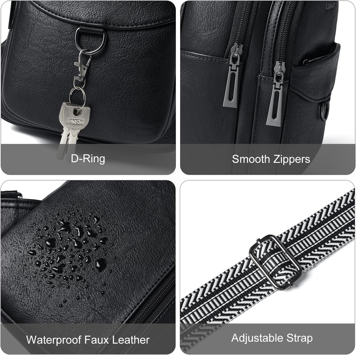 7L Sling Bag for Women Men Crossbody Belt Bag Small Travel Sling Backpack Anti Theft Chest Daypack Purse Faux Leather