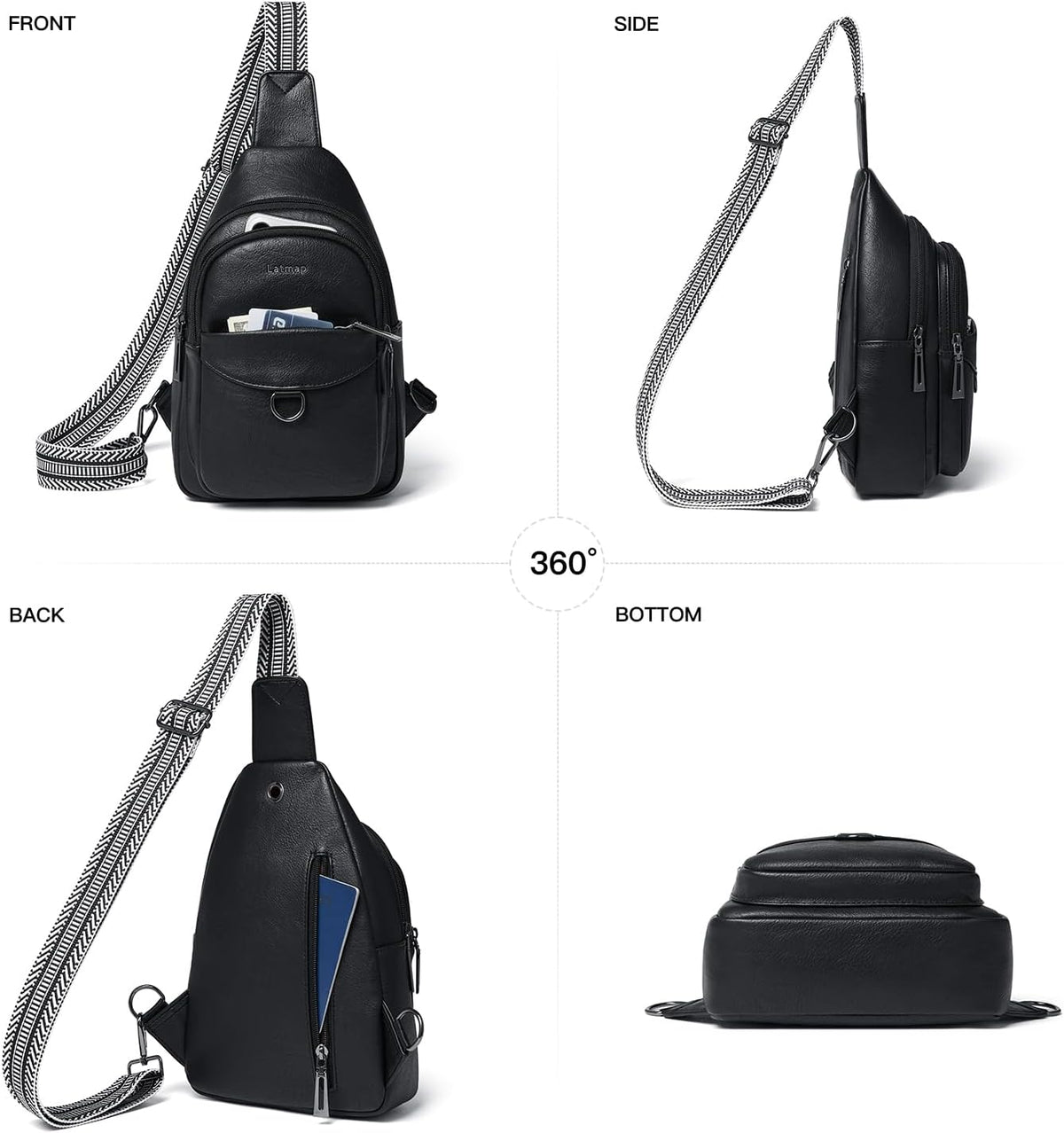 7L Sling Bag for Women Men Crossbody Belt Bag Small Travel Sling Backpack Anti Theft Chest Daypack Purse Faux Leather