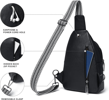 7L Sling Bag for Women Men Crossbody Belt Bag Small Travel Sling Backpack Anti Theft Chest Daypack Purse Faux Leather