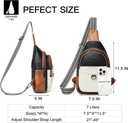 7L Sling Bag for Women Men Crossbody Belt Bag Small Travel Sling Backpack Anti Theft Chest Daypack Purse Faux Leather