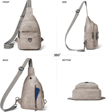 7L Sling Bag for Women Men Crossbody Belt Bag Small Travel Sling Backpack Anti Theft Chest Daypack Purse Faux Leather