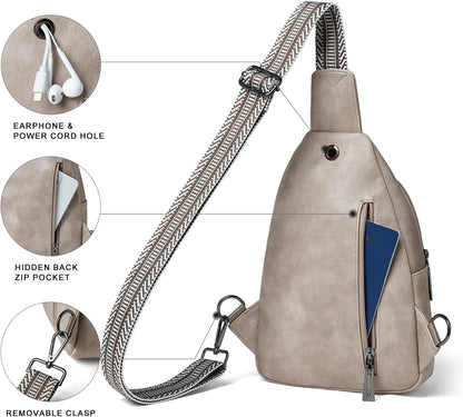 7L Sling Bag for Women Men Crossbody Belt Bag Small Travel Sling Backpack Anti Theft Chest Daypack Purse Faux Leather