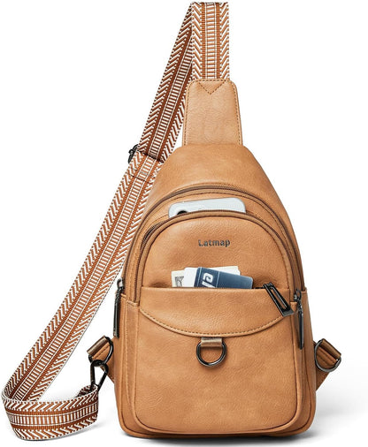 7L Sling Bag for Women Men Crossbody Belt Bag Small Travel Sling Backpack Anti Theft Chest Daypack Purse Faux Leather