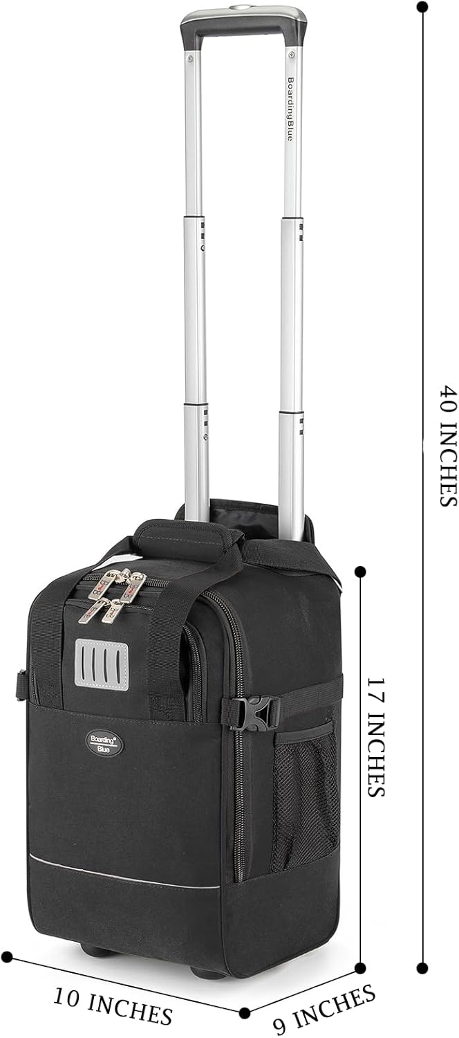 17x10x9 Inches United Airlines Rolling Personal Item Under Seat Travel Bag Suitable For Major Airlines, Not Suitcase, Rolling Travel Bag Design (Navy, 17x10x9 Inches)
