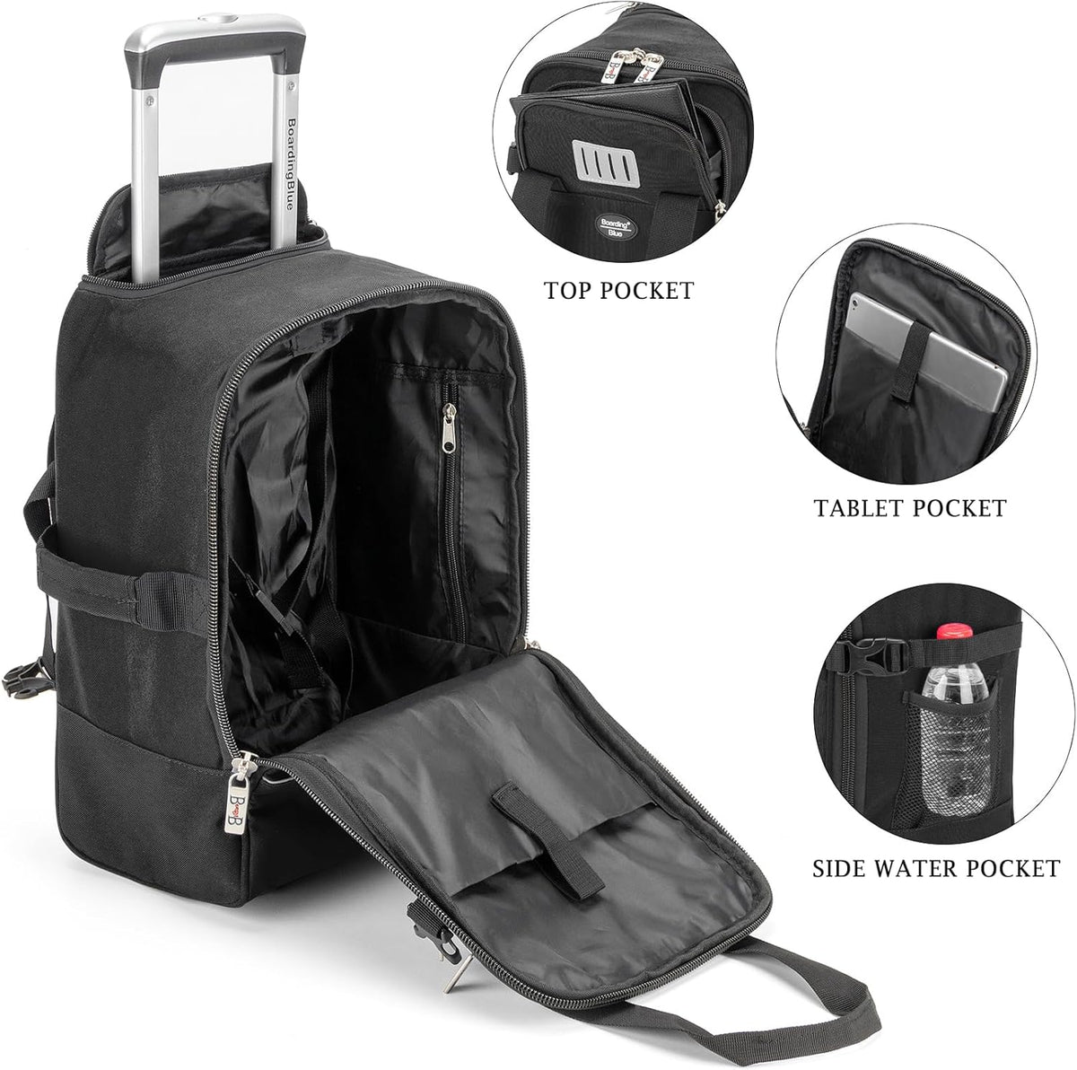 17x10x9 Inches United Airlines Rolling Personal Item Under Seat Travel Bag Suitable For Major Airlines, Not Suitcase, Rolling Travel Bag Design (Navy, 17x10x9 Inches)
