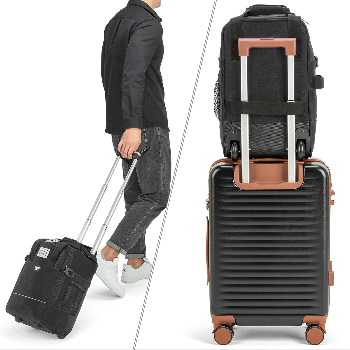17x10x9 Inches United Airlines Rolling Personal Item Under Seat Travel Bag Suitable For Major Airlines, Not Suitcase, Rolling Travel Bag Design (Navy, 17x10x9 Inches)