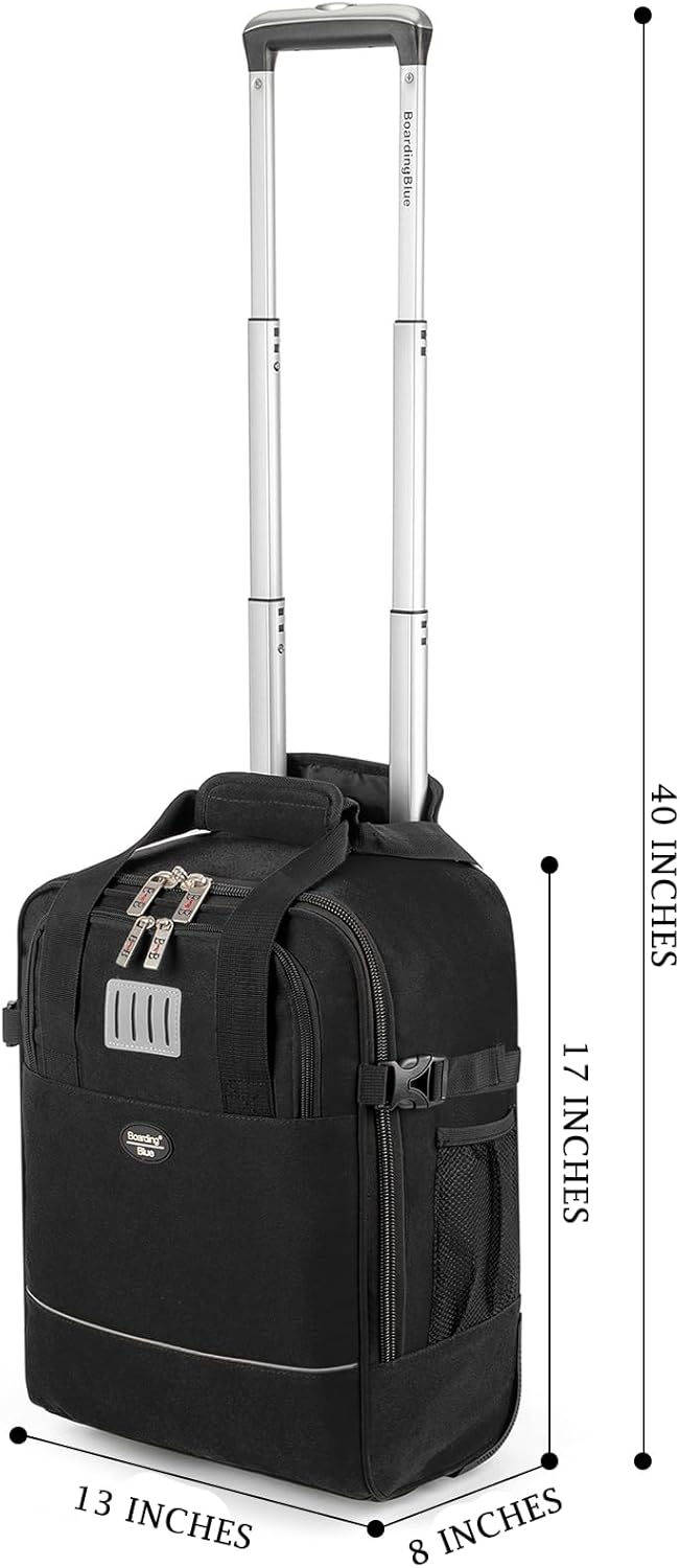 17x10x9 Inches United Airlines Rolling Personal Item Under Seat Travel Bag Suitable For Major Airlines, Not Suitcase, Rolling Travel Bag Design (Navy, 17x10x9 Inches)