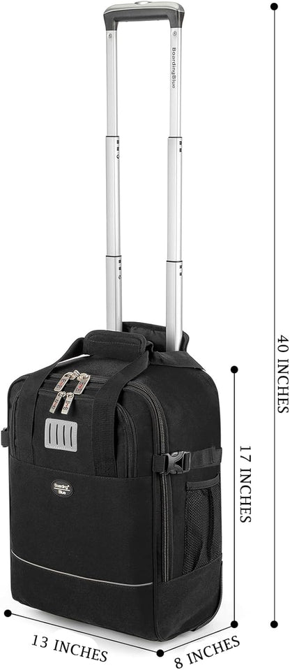17x10x9 Inches United Airlines Rolling Personal Item Under Seat Travel Bag Suitable For Major Airlines, Not Suitcase, Rolling Travel Bag Design (Navy, 17x10x9 Inches)