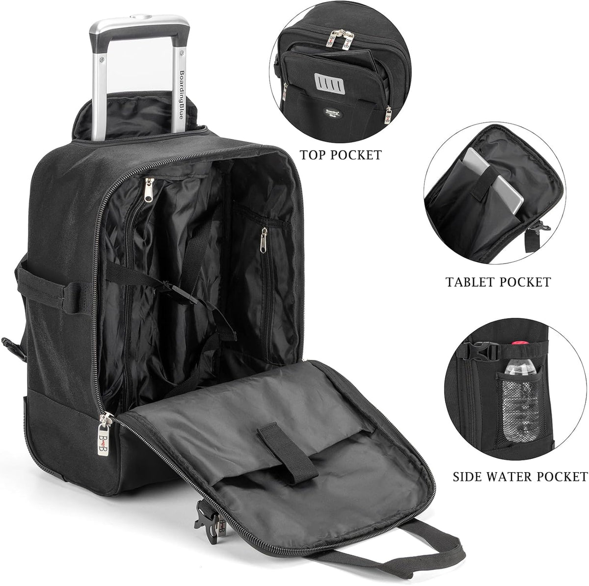 17x10x9 Inches United Airlines Rolling Personal Item Under Seat Travel Bag Suitable For Major Airlines, Not Suitcase, Rolling Travel Bag Design (Navy, 17x10x9 Inches)