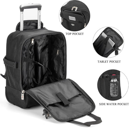 17x10x9 Inches United Airlines Rolling Personal Item Under Seat Travel Bag Suitable For Major Airlines, Not Suitcase, Rolling Travel Bag Design (Navy, 17x10x9 Inches)