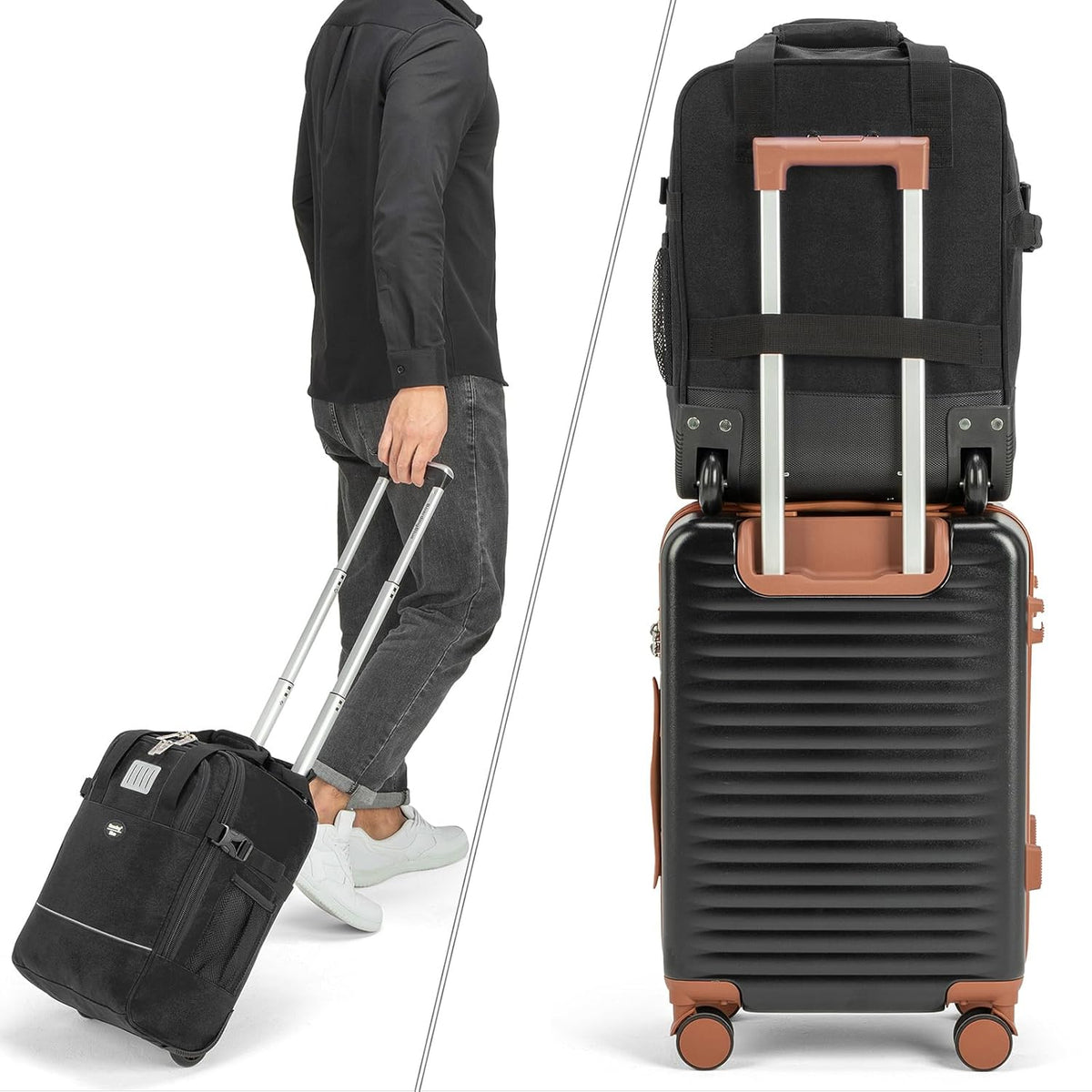 17x10x9 Inches United Airlines Rolling Personal Item Under Seat Travel Bag Suitable For Major Airlines, Not Suitcase, Rolling Travel Bag Design (Navy, 17x10x9 Inches)