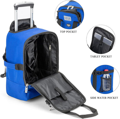 17x10x9 Inches United Airlines Rolling Personal Item Under Seat Travel Bag Suitable For Major Airlines, Not Suitcase, Rolling Travel Bag Design (Navy, 17x10x9 Inches)