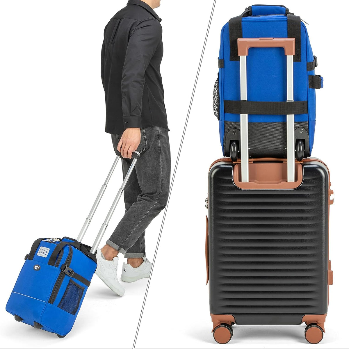 17x10x9 Inches United Airlines Rolling Personal Item Under Seat Travel Bag Suitable For Major Airlines, Not Suitcase, Rolling Travel Bag Design (Navy, 17x10x9 Inches)