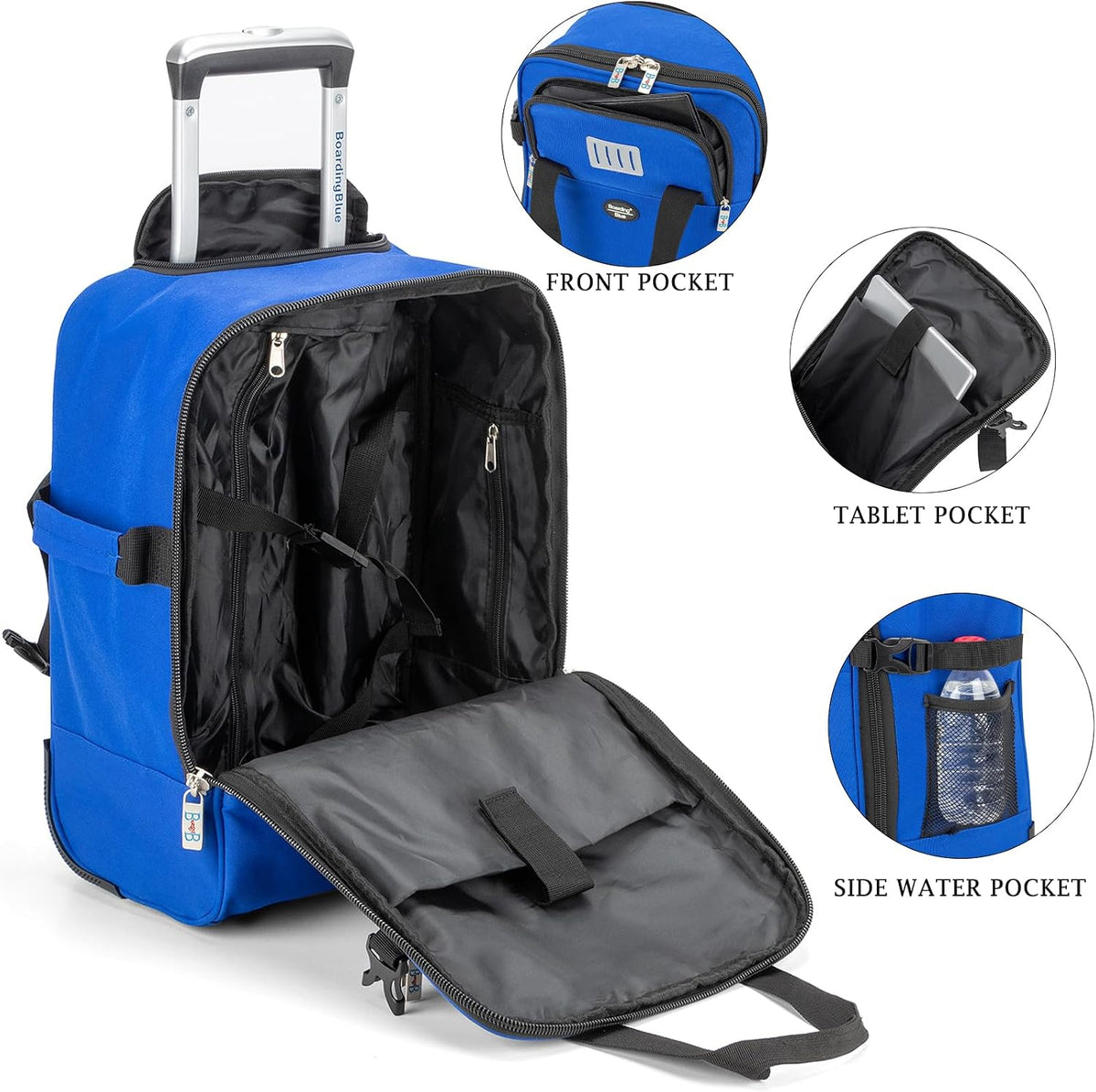 17x10x9 Inches United Airlines Rolling Personal Item Under Seat Travel Bag Suitable For Major Airlines, Not Suitcase, Rolling Travel Bag Design (Navy, 17x10x9 Inches)