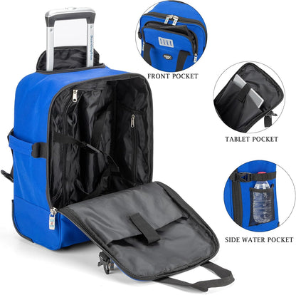 17x10x9 Inches United Airlines Rolling Personal Item Under Seat Travel Bag Suitable For Major Airlines, Not Suitcase, Rolling Travel Bag Design (Navy, 17x10x9 Inches)