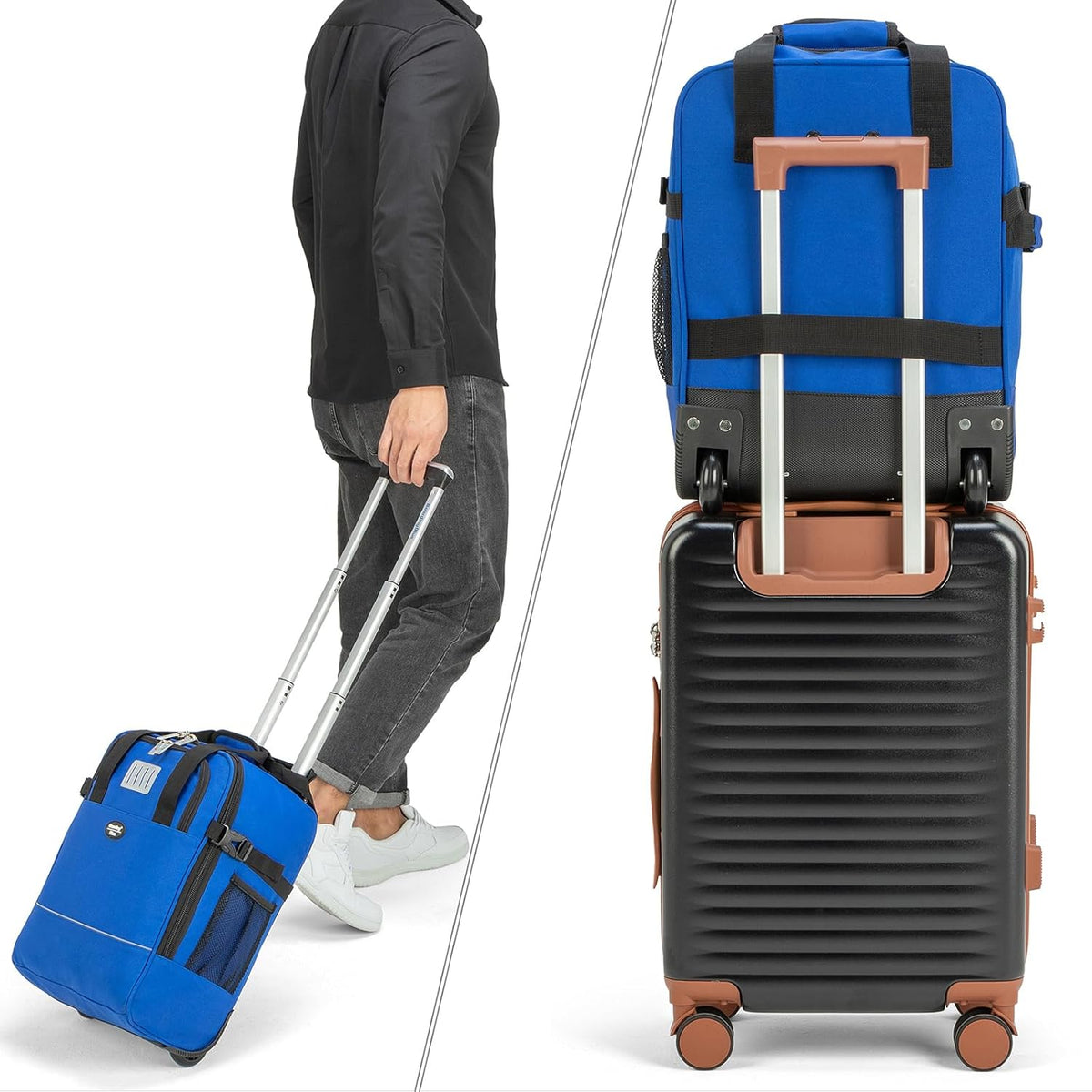 17x10x9 Inches United Airlines Rolling Personal Item Under Seat Travel Bag Suitable For Major Airlines, Not Suitcase, Rolling Travel Bag Design (Navy, 17x10x9 Inches)