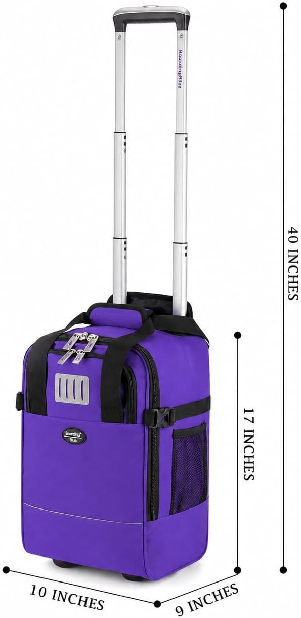 17x10x9 Inches United Airlines Rolling Personal Item Under Seat Travel Bag Suitable For Major Airlines, Not Suitcase, Rolling Travel Bag Design (Navy, 17x10x9 Inches)
