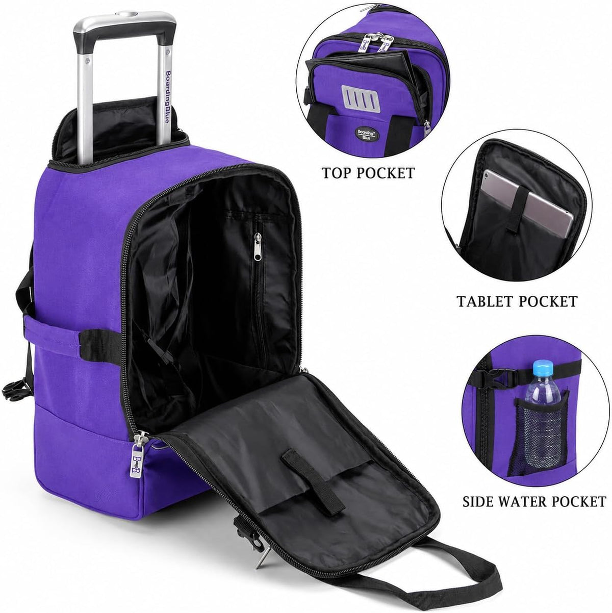 17x10x9 Inches United Airlines Rolling Personal Item Under Seat Travel Bag Suitable For Major Airlines, Not Suitcase, Rolling Travel Bag Design (Navy, 17x10x9 Inches)