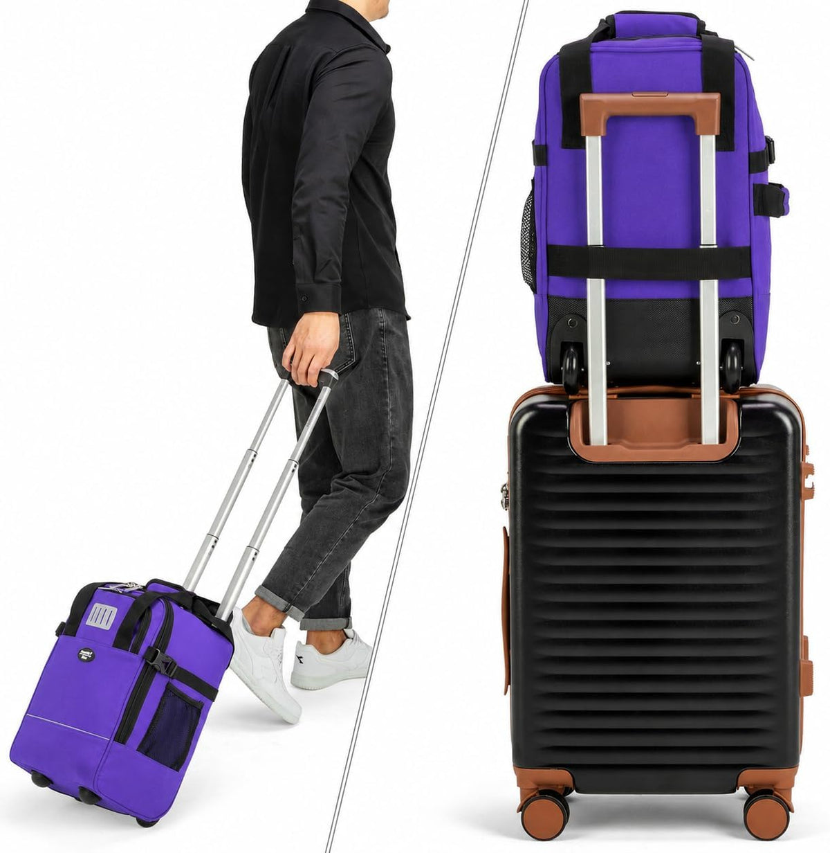 17x10x9 Inches United Airlines Rolling Personal Item Under Seat Travel Bag Suitable For Major Airlines, Not Suitcase, Rolling Travel Bag Design (Navy, 17x10x9 Inches)