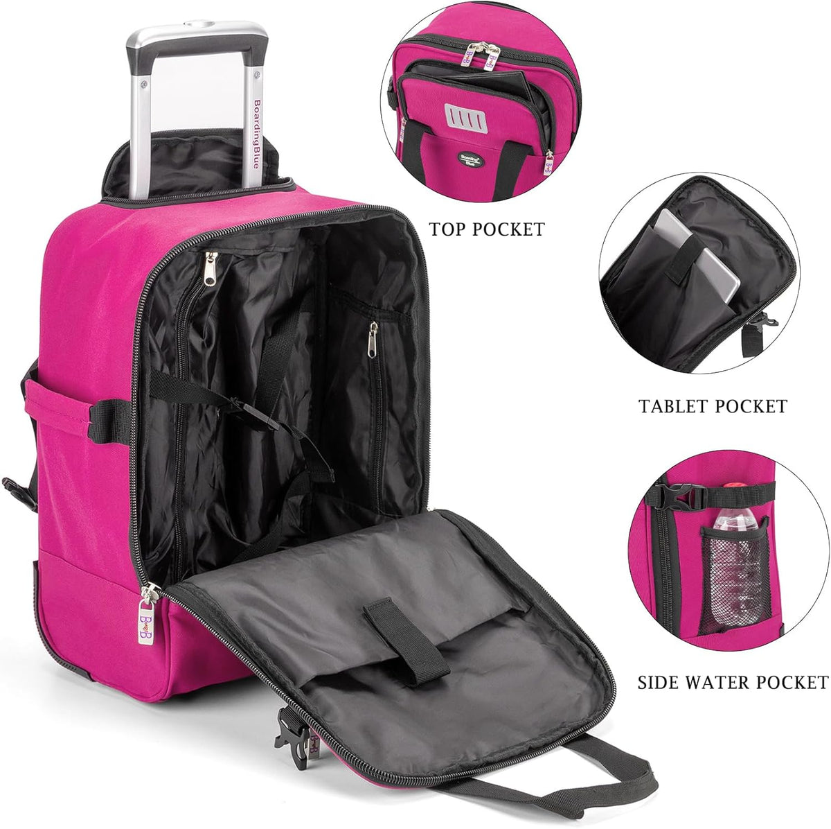 17x10x9 Inches United Airlines Rolling Personal Item Under Seat Travel Bag Suitable For Major Airlines, Not Suitcase, Rolling Travel Bag Design (Navy, 17x10x9 Inches)