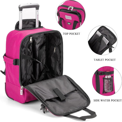 17x10x9 Inches United Airlines Rolling Personal Item Under Seat Travel Bag Suitable For Major Airlines, Not Suitcase, Rolling Travel Bag Design (Navy, 17x10x9 Inches)
