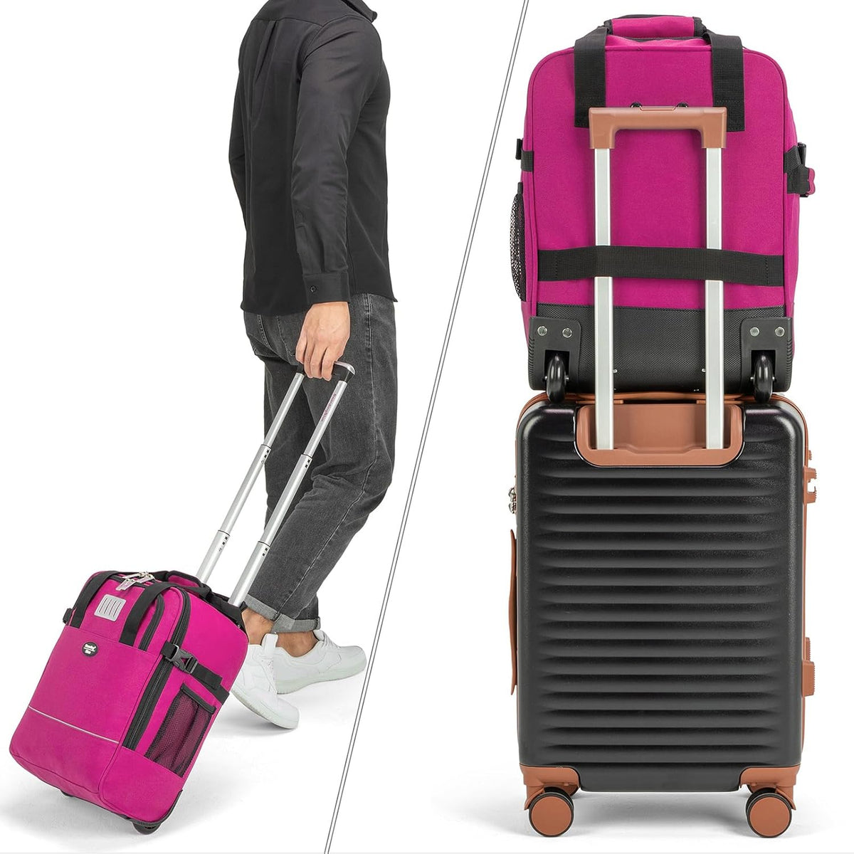 17x10x9 Inches United Airlines Rolling Personal Item Under Seat Travel Bag Suitable For Major Airlines, Not Suitcase, Rolling Travel Bag Design (Navy, 17x10x9 Inches)