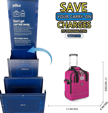 17x10x9 Inches United Airlines Rolling Personal Item Under Seat Travel Bag Suitable For Major Airlines, Not Suitcase, Rolling Travel Bag Design (Navy, 17x10x9 Inches)