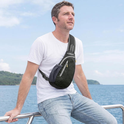 Small Shoulder Bag, Crossbody Bag, Crossbody Backpack, Anti-Theft Outdoor Backpack, Grey/Orange, S, Sling Backpacks | Durable Nylon Lightweight Sling Bag, Multi-Compartment, Adjustable Strap Chest Shoulder Bags Hiking Sports(Grey/Orange)
