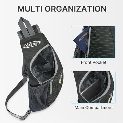 Small Shoulder Bag, Crossbody Bag, Crossbody Backpack, Anti-Theft Outdoor Backpack, Grey/Orange, S, Sling Backpacks | Durable Nylon Lightweight Sling Bag, Multi-Compartment, Adjustable Strap Chest Shoulder Bags Hiking Sports(Grey/Orange)