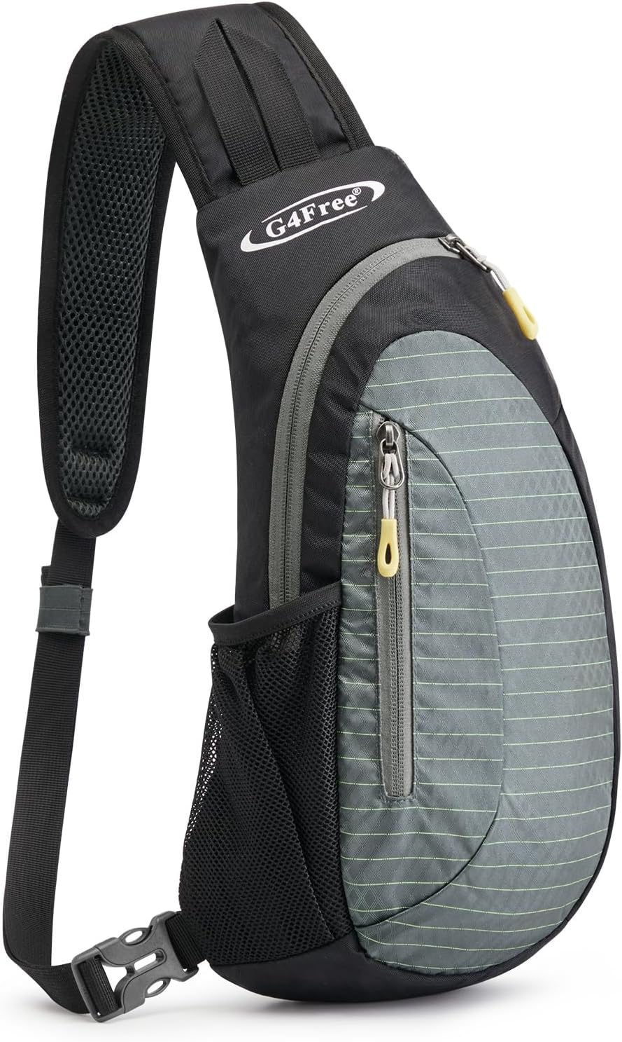 Small Shoulder Bag, Crossbody Bag, Crossbody Backpack, Anti-Theft Outdoor Backpack, Grey/Orange, S, Sling Backpacks | Durable Nylon Lightweight Sling Bag, Multi-Compartment, Adjustable Strap Chest Shoulder Bags Hiking Sports(Grey/Orange)