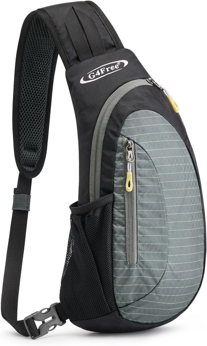 Small Shoulder Bag, Crossbody Bag, Crossbody Backpack, Anti-Theft Outdoor Backpack, Grey/Orange, S, Sling Backpacks | Durable Nylon Lightweight Sling Bag, Multi-Compartment, Adjustable Strap Chest Shoulder Bags Hiking Sports(Grey/Orange)