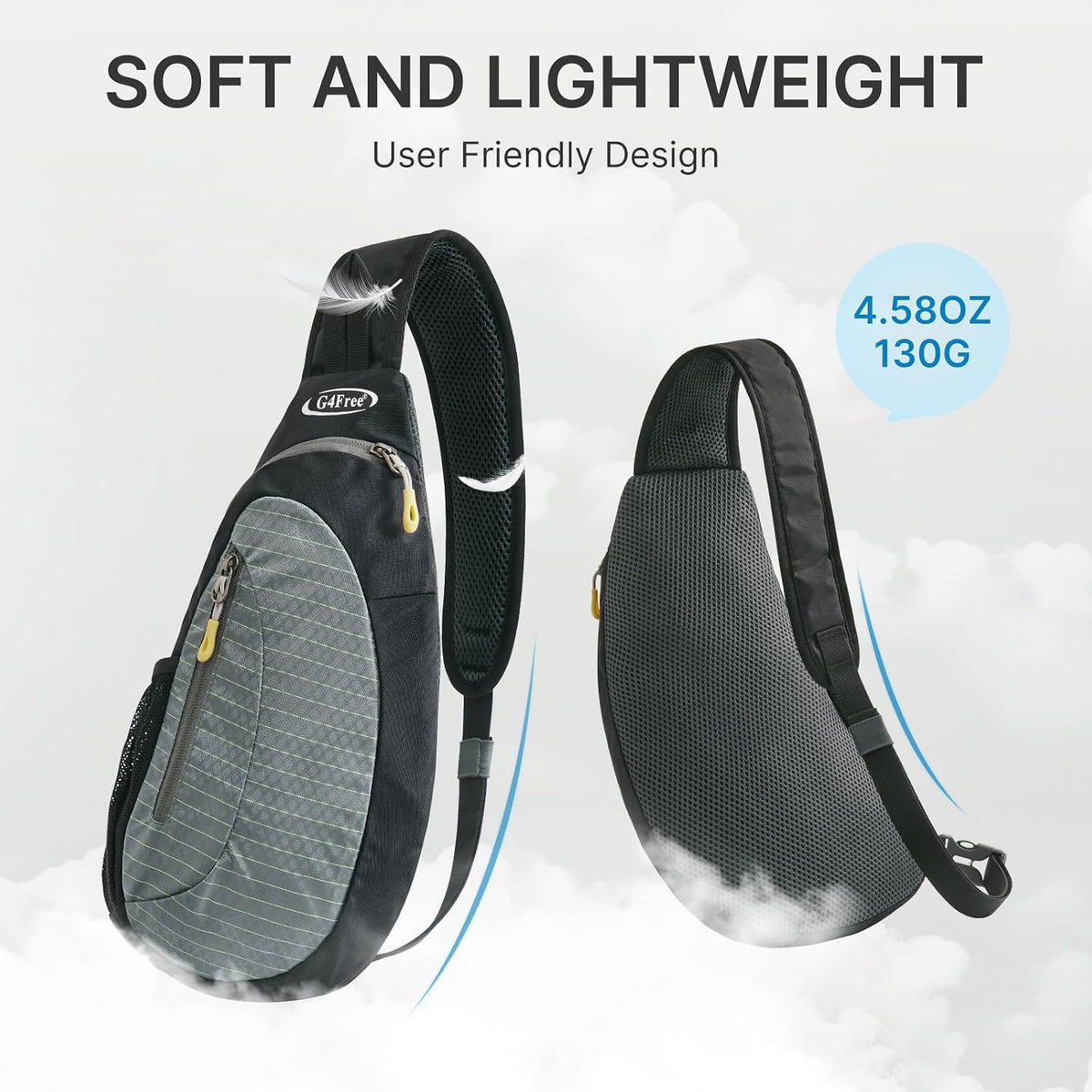 Small Shoulder Bag, Crossbody Bag, Crossbody Backpack, Anti-Theft Outdoor Backpack, Grey/Orange, S, Sling Backpacks | Durable Nylon Lightweight Sling Bag, Multi-Compartment, Adjustable Strap Chest Shoulder Bags Hiking Sports(Grey/Orange)