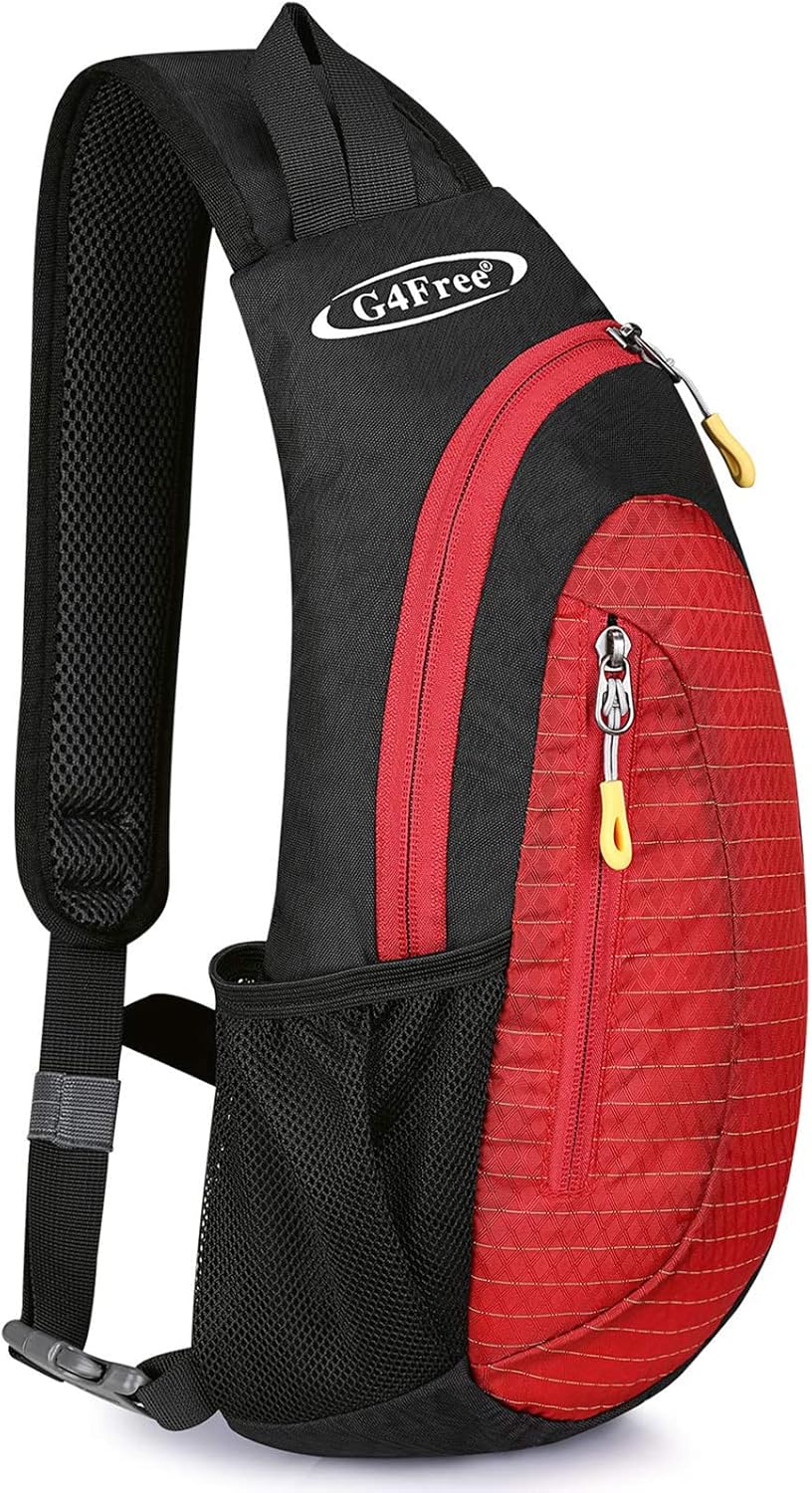 Small Shoulder Bag, Crossbody Bag, Crossbody Backpack, Anti-Theft Outdoor Backpack, Grey/Orange, S, Sling Backpacks | Durable Nylon Lightweight Sling Bag, Multi-Compartment, Adjustable Strap Chest Shoulder Bags Hiking Sports(Grey/Orange)