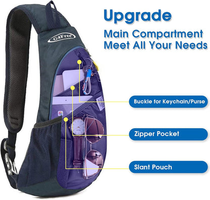 Small Shoulder Bag, Crossbody Bag, Crossbody Backpack, Anti-Theft Outdoor Backpack, Grey/Orange, S, Sling Backpacks | Durable Nylon Lightweight Sling Bag, Multi-Compartment, Adjustable Strap Chest Shoulder Bags Hiking Sports(Grey/Orange)
