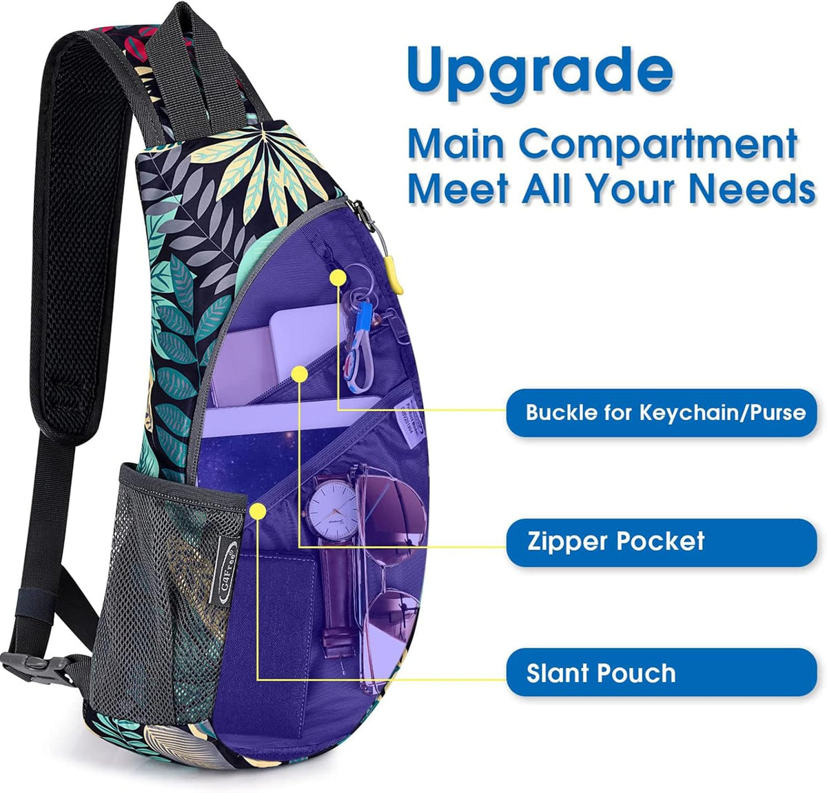 Small Shoulder Bag, Crossbody Bag, Crossbody Backpack, Anti-Theft Outdoor Backpack, Grey/Orange, S, Sling Backpacks | Durable Nylon Lightweight Sling Bag, Multi-Compartment, Adjustable Strap Chest Shoulder Bags Hiking Sports(Grey/Orange)