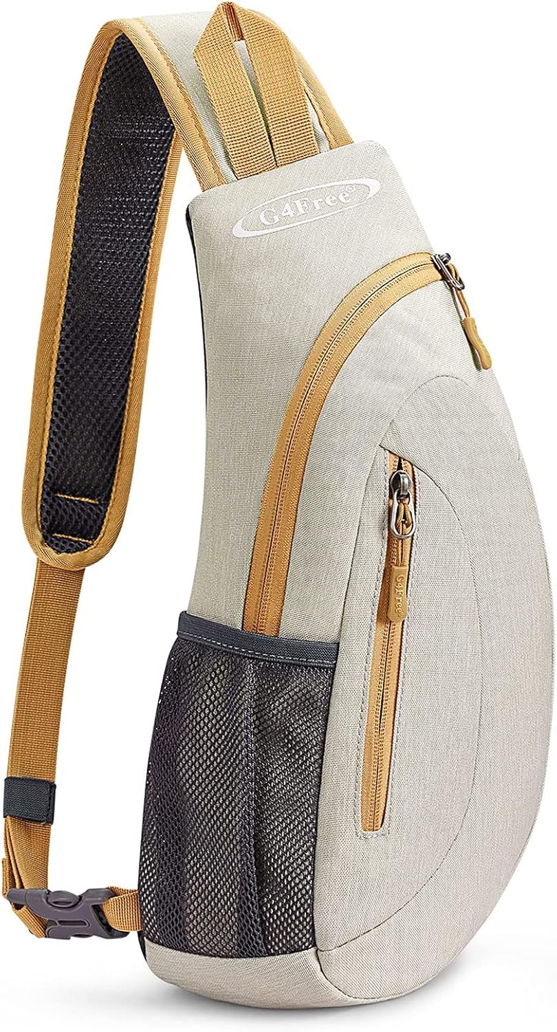 Small Shoulder Bag, Crossbody Bag, Crossbody Backpack, Anti-Theft Outdoor Backpack, Grey/Orange, S, Sling Backpacks | Durable Nylon Lightweight Sling Bag, Multi-Compartment, Adjustable Strap Chest Shoulder Bags Hiking Sports(Grey/Orange)