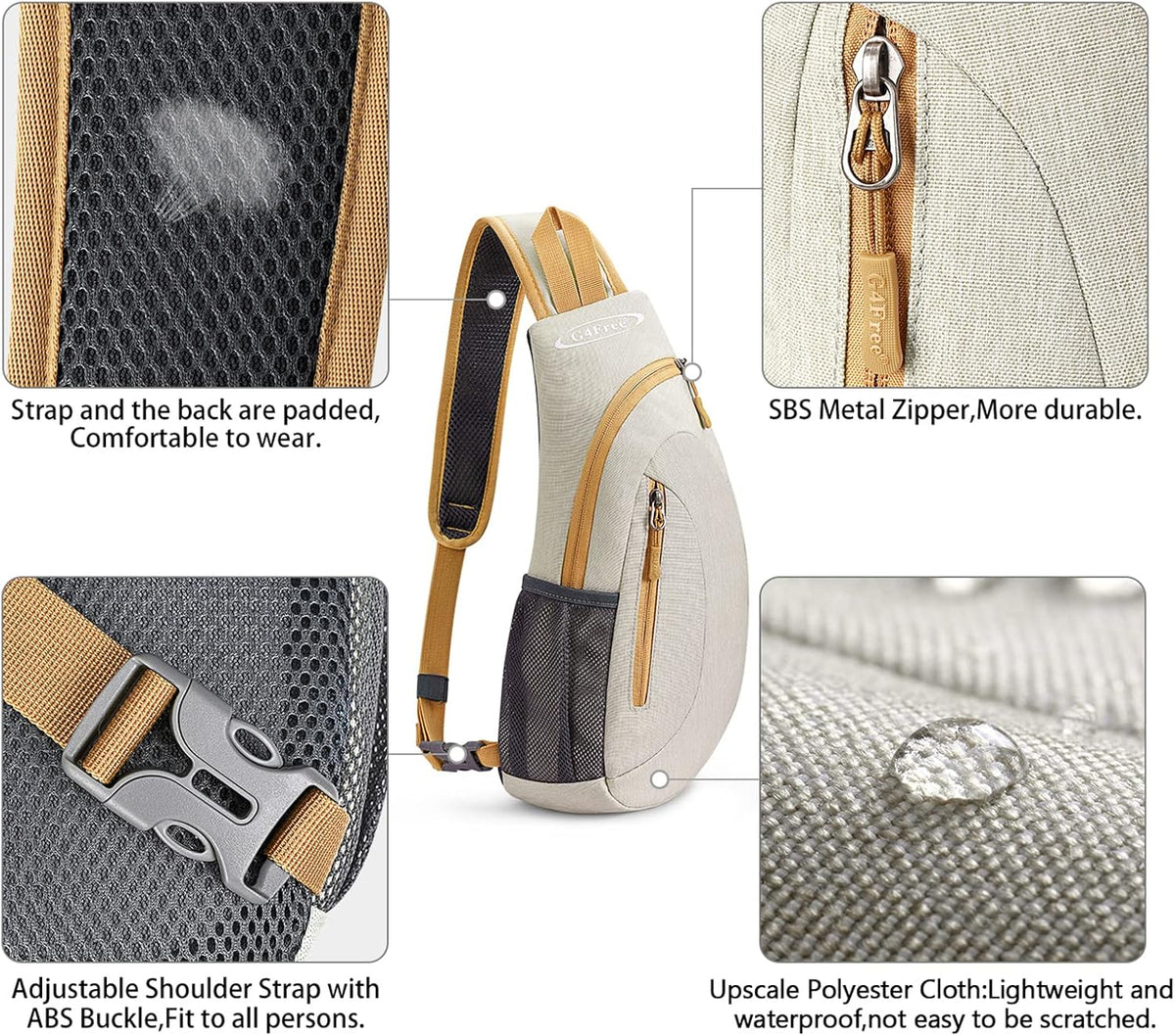 Small Shoulder Bag, Crossbody Bag, Crossbody Backpack, Anti-Theft Outdoor Backpack, Grey/Orange, S, Sling Backpacks | Durable Nylon Lightweight Sling Bag, Multi-Compartment, Adjustable Strap Chest Shoulder Bags Hiking Sports(Grey/Orange)