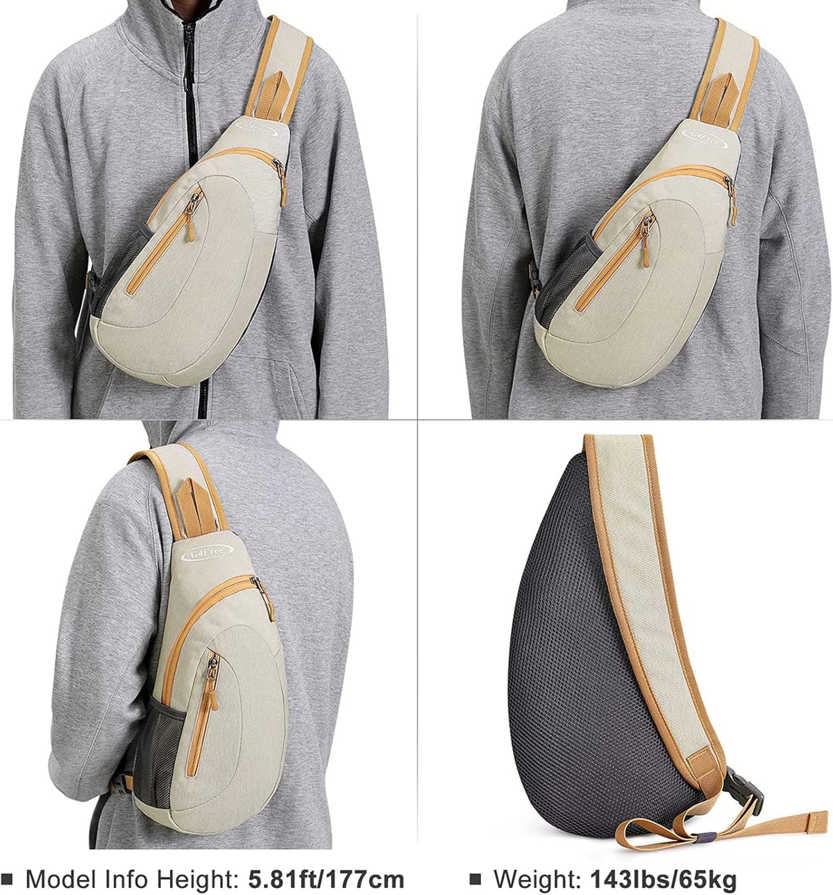 Small Shoulder Bag, Crossbody Bag, Crossbody Backpack, Anti-Theft Outdoor Backpack, Grey/Orange, S, Sling Backpacks | Durable Nylon Lightweight Sling Bag, Multi-Compartment, Adjustable Strap Chest Shoulder Bags Hiking Sports(Grey/Orange)