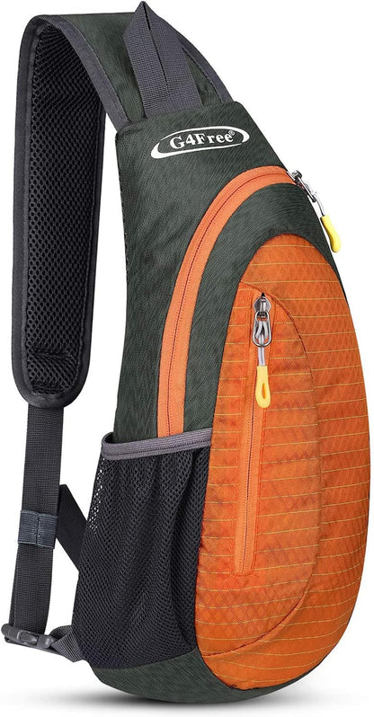 Small Shoulder Bag, Crossbody Bag, Crossbody Backpack, Anti-Theft Outdoor Backpack, Grey/Orange, S, Sling Backpacks | Durable Nylon Lightweight Sling Bag, Multi-Compartment, Adjustable Strap Chest Shoulder Bags Hiking Sports(Grey/Orange)